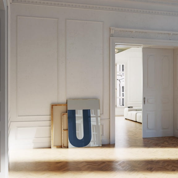 Navy Blue Letter U Print Bold Initial Wallart Upper Case Print Decor For Kidsdormcollegeabstract