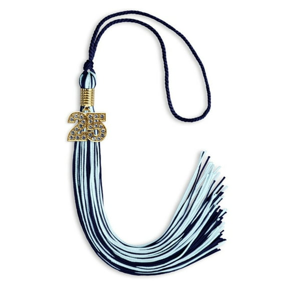 Endea Graduation Navy Blue/Light Blue Mixed Color Graduation Tassel with Gold Date Drop