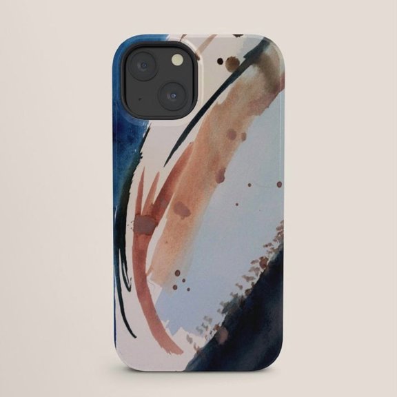 Navy Blue, Light Blue and Blush Painted Brushstroke Arcs Tough Case for Apple iPhone Models, Polycarbonate and TPU