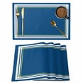 thumbnail image 1 of Navy Blue Line Placemats Set of 6 Farmhouse Simple Blue Striped Place Mats Indoor Wipeable Table Mats Washable Cloth Dining Table Placemats for Kitchen Holiday Party Home Decor 13x19 Inch, 1 of 9