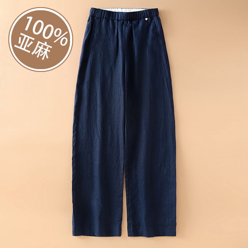 Navy Blue Linen Pants, New Summer Style, Cotton And Linen Pants, Sickle — free download