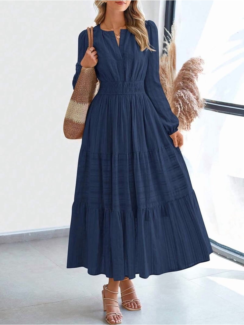 long flowy navy dress Beautiful Flowy Navy Blue Long Cheap Prom Dress With Bling