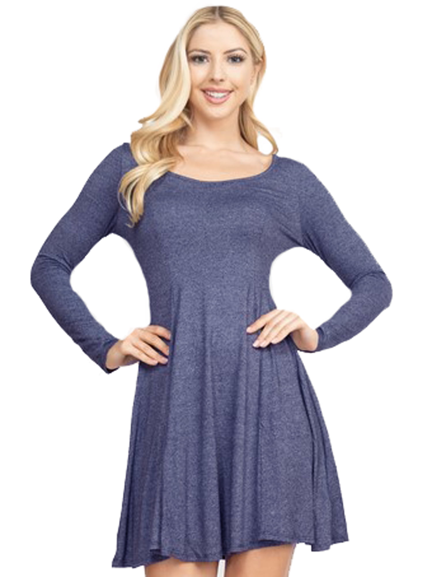 Navy blue long sleeve skater dress best sale