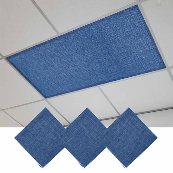 Navy Blue Magnetic Fluorescent Light Covers for Ceiling Lights 2 x 4 Feet, Vintage Country Monochrome Farmhouse Office Classroom Kitchen Drop Ceiling Light Covers Lighting Filters Shade Panel 3 Packs