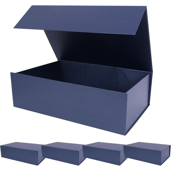 Navy Blue Magnetic Lid Gift Boxes 13.7 x 9 x 4.3 Inch Large Decorative Presentation Boxes (5 Pack)