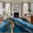 thumbnail image 1 of Navy Blue Marble Area Rug 6x9 FT, Non Slip Living Room Throw Carpet, Abstract Ink Painting Contemporary Washable Soft Large Floor Carpet Non-Shedding Rug for Bedroom Dining Room Play Room, 1 of 9