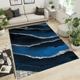 thumbnail image 1 of Navy Blue Marble Area Rug, Luxurious Black Gold Texture Living Room Rugs, With Anti-Slip Easy Clean Carpet For Living Room Bedroom Kitchen Dining Room Home Office 5x8ft, 1 of 6