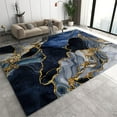 thumbnail image 1 of Navy Blue Marble Area Rug, Luxury Blue Gold Agate Texture Indoor Carpet, Home Decor Aesthetics Throw Rugs For Living Room Bedroom Dining Room Classroom Office, 1 of 7