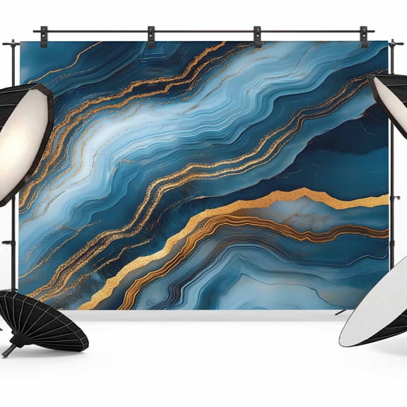 Navy Blue Marble Backdrop for Photography,Fabric Photo Background Backdrop,Abstract Ink Painting Contemporary Photo Booth Background for Portrait Photoshoot Video Wedding Decoration Banner 10x8ft
