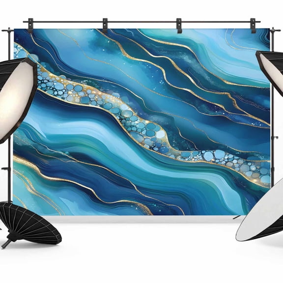 Navy Blue Marble Backdrop for Photoshoot,Photography Photo Studio Background Wall Backdrop,Abstract Ink Painting Modern Yellow Back Drop Banner Panel for Portraits Wedding Party Live Streaming 8x6Ft