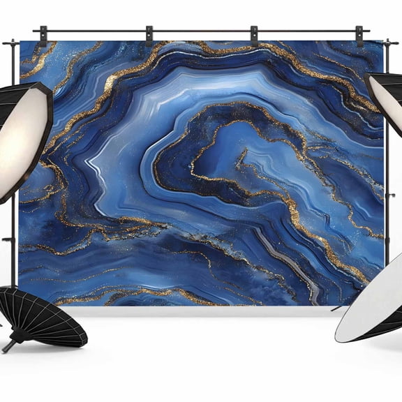 Navy Blue Marble Backdrop for Photoshoot,Photography Photo Studio Background Wall Backdrop,Contemporary Ink Painting Abstract Back Drop Banner Panel for Portraits Wedding Party Live Streaming 8x6Ft