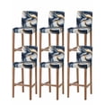 thumbnail image 1 of Navy Blue Marble Bar Stool Covers Set of 6, Gold Modern Art Stretch Washable Bar Chair Covers with Backs, Removable Pub Counter Height Chair Cover for Kitchen Dining Room Cafe, 1 of 7