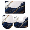 thumbnail image 1 of Navy Blue Marble Bath Mat 3 Piece Bathroom Rug Set, Modern Ink Painting Art Abstract Non Slip Bath Rug Contour Mat and Toilet Lid Cover, Absorbent Shower Mats Soft Bath Rugs and Mats Sets, 1 of 8