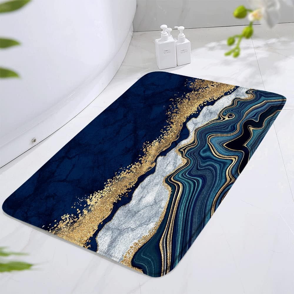 Elegant Bath Mat Blue Marble – Elevate Your Bathroom Aesthetic