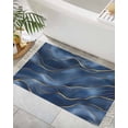 thumbnail image 1 of Navy Blue Marble Bath Rug 2x3ft Woven Bathroom Entryway Runner Rug,Abstract Modern Golden Geometric Washable Living Room Hallway Bedroom Kitchen Carpet with Tassels,Indoor Outdoor Throw Doormat, 1 of 5