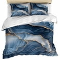 thumbnail image 1 of Navy Blue Marble Bedding 3 Piece Duvet Cover Set Full Size, Modern Ink Painted Artwork Soft Microfiber Comforter Cover with Zipper Closure & Pillowcases, Wrinkle & FadeResistant Quilt Cover, 1 of 9