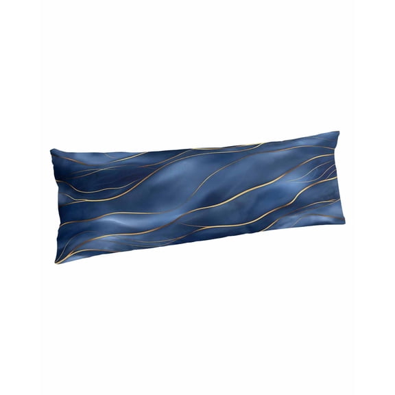 Navy Blue Marble Body Pillow Covers, Abstract Modern Golden Geometric Soft Bed Throw Pillowcases Breathable Cooling Long Lumbar Body Pillow Sham Cover for Bed Sofa 20''x54''