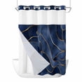 thumbnail image 1 of Navy Blue Marble No Hook Shower Curtain Waterproof, Bathroom Curtains with Snap in Liners and See Through Top Window, Modern Golden Geometric Abstract Hotel Style Bathtub Curtains Shower 72"Wx84"L, 1 of 8