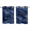thumbnail image 1 of Navy Blue Marble Kitchen Curtains Small Short 39 Inch Length, Modern Golden Geometric Art Grommet Top Bedroom Living Room Curtains, Light Filtering Cafe Curtain Drapes 2 Panels Set 55''x39'', 1 of 9