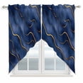 thumbnail image 1 of Navy Blue Marble Kitchen Window Curtains, Swag Curtains Valance for Bedroom Living Room Bathroom, Modern Golden Geometric Art Rod Pocket Window Treatment Curtain Block Drapes 2 Panels 36"x36", 1 of 9