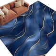 thumbnail image 1 of Navy Blue Marble Large Area Rugs for Bedroom Living Room, Soft Non Slip Carpet Bedside Rug, Abstract Modern Golden Geometric Rectangular Floor Cover Kitchen Accent Rug 5'x8' for Dining Room/Office, 1 of 9