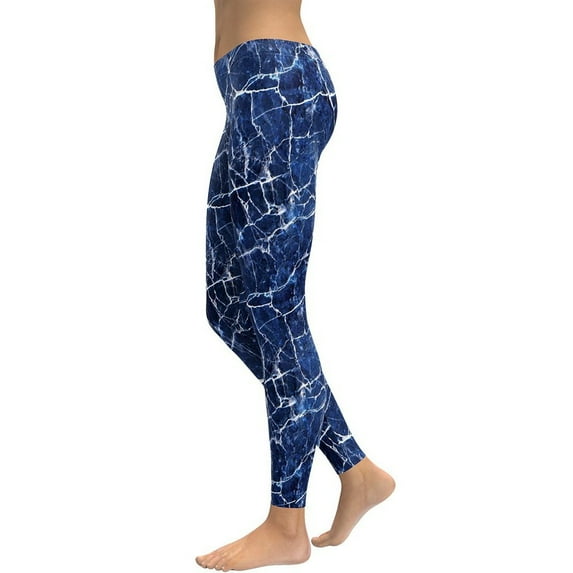 Navy Blue Marble Leggings Size: S for Women | FIERCEPULSE