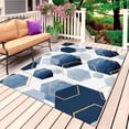 thumbnail image 1 of Navy Blue Marble Outdoor Rug 4x6 Ft, Non Slip Washable Area Rug, Gold White Geometric Hexagon Modern Patio Rugs Carpet Runner, Large Floor Mat for Indoor/Outdoor Deck Porch Camping, 1 of 8