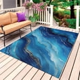 thumbnail image 1 of Navy Blue Marble Outdoor Rug for Patio/Deck/Porch, Non-Slip Large Area Rug 5 x 7 Ft, Abstract Ink Painting Modern Indoor Outdoor Rugs Washable Area Rugs, Reversible Camping Rug Carpet Runner, 1 of 8