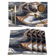 thumbnail image 1 of Navy Blue Marble Placemats Set of 8 Nature Stone Abstract Place Mats Indoor Wipeable Table Mats Washable Cloth Dining Table Placemats for Kitchen Holiday Party Home Decor 13x19 Inch, 1 of 9