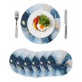 thumbnail image 1 of Navy Blue Marble Round 15 Inch Placemats Set of 6, Modern Abstract Ink Painting HeatResistant Non Slip Place Mats for Dining Table, Wipeable Braided Kitchen Table Mats for Housewarming, 1 of 9