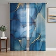 thumbnail image 1 of Navy Blue Marble Sheer Curtains 96 Inch Length 2 Panels Set, Abstract Art Ink Painting Modern Voile Window Treatment Semi Sheer Long Curtains Drapes for Bedroom/Living Room/Kitchen 52"x96"x2, 1 of 7