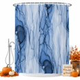 thumbnail image 1 of Navy Blue Marble Shower Curtain, Waterproof Shower Curtains for Bathroom, Modern Abstract Luxury Fluid Artwork Washable Fabric Bathtub Curtain Set Bath Decor with 12 Hooks Extra Long 72"x96", 1 of 8