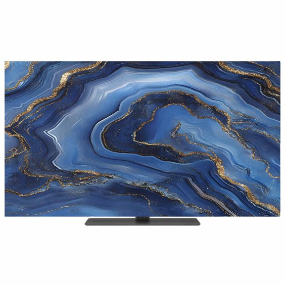 Navy Blue Marble TV Dust Cover,Stretchable TV Screen Desktop Computer Protector Cover,Contemporary Ink Painting Abstract Television Dustproof Slipcover for 19–24 Inch Flat or Curved TVs