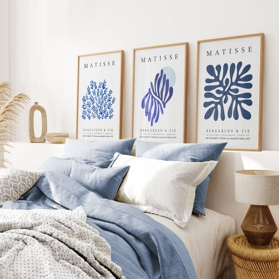 Navy Blue Matisse Print Art Posters Modern Abstract Set Dark Blue Wall Art Poster Set Blue Henri Matisse Gift Idea Set 3