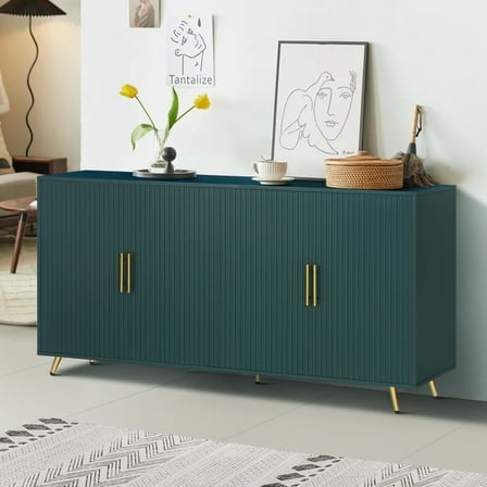 Navy Blue Media Stand With Storage Cabinet & Construction Console