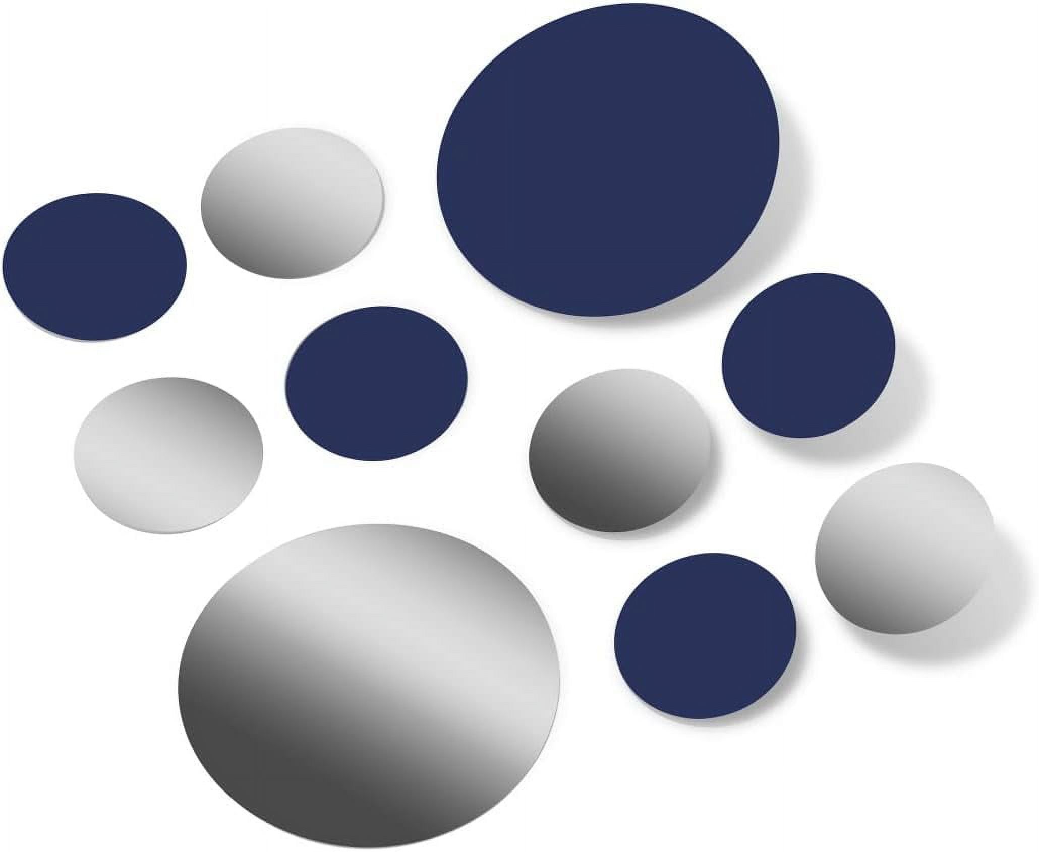 Navy Blue/Metallic Silver Vinyl Wall Stickers 2 & 4 Inch Circles (60
