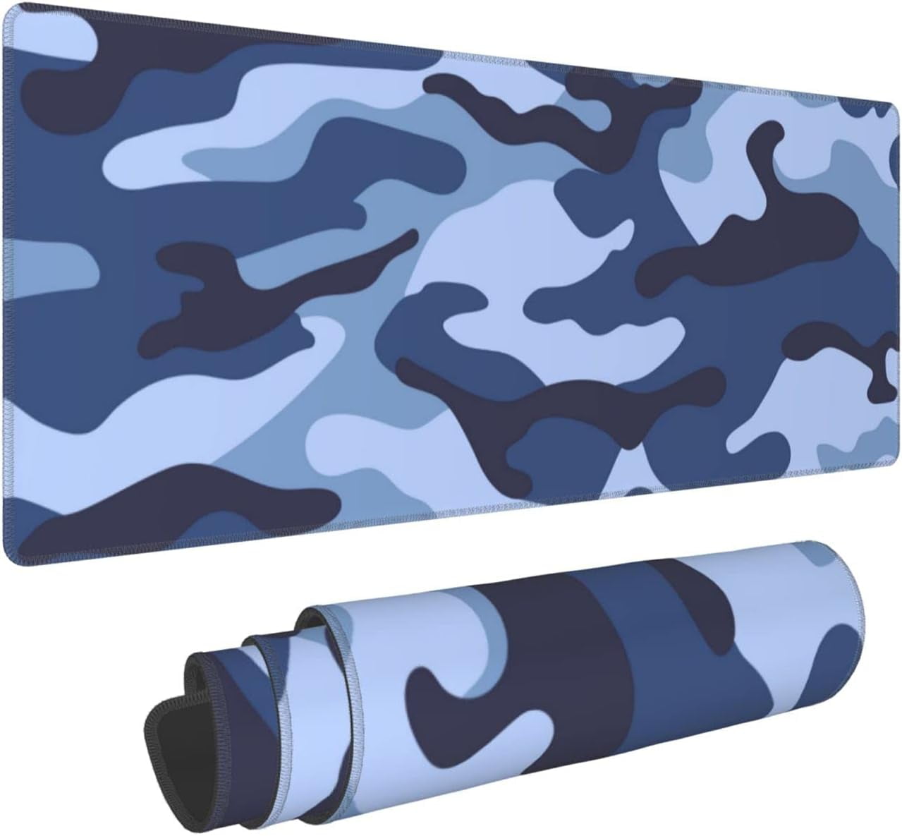 Navy Blue Military Camo Mouse Pad XL Gaming Desk Mat with NonSlip Rubber Base and Stitched Edges, Extended Large Mice Pad for Laptop Computer, 31.5 x 11.8 in, Ultimate Gaming Accessory