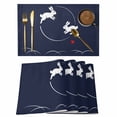 thumbnail image 1 of Navy Blue Modern Placemats Set of 4, Farmhouse Rabbit Abstract Art Placemats for Dining Table, Place Mats for Kitchen Tabletop, Waterproof Wipeable Dining Table Mats Set, 1 of 9