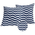 thumbnail image 1 of Navy Blue Moire Outdoor Pillow Covers 18x18 Set of 2, Waterproof Patio Throw Pillowcase Protectors, Water Ripple Stripe Farmhouse Square Decorative Pillow Shams Cushion Covers for Seat Bed Couch Sofa, 1 of 8