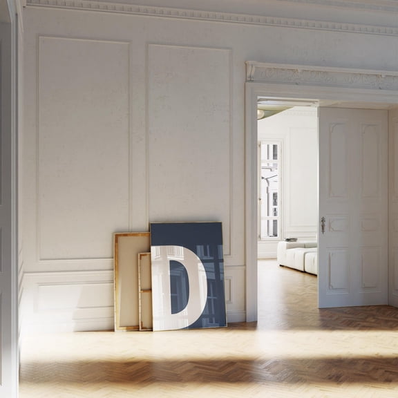 Navy Blue Monogram D Print Bold Initial Print Letter Room Wall Art Home Decor #2722, 8x12 UNFRAMED