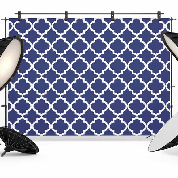 Navy Blue Morocco Backdrop for Photography,Fabric Photo Background Backdrop,Modern Farmhouse Geometric Textured Photo Booth Background for Portrait Photoshoot Video Wedding Studio Decor Banner 7x5ft