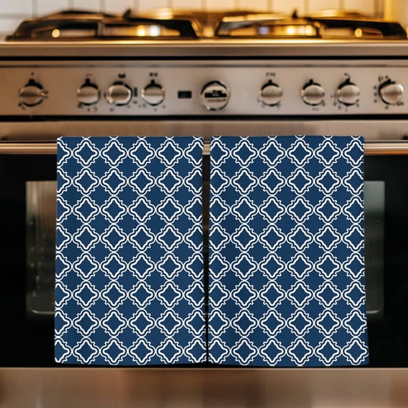 Navy Blue Morocco Kitchen Towels Set of 3, Modern Abstract Classic Geometric Absorbent Dish Towels for Kitchen, Microfiber Hand Towel, Quick Drying Tea Towel for Cleaning Decorative Dishcloths