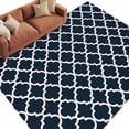thumbnail image 1 of Navy Blue Morocco Large Area Rugs for Bedroom Living Room, Soft Non Slip Carpet Bedside Rug, Modern Farmhouse Minimalist Plaid Rectangular Floor Cover Kitchen Accent Rug 6'x9' for Dining Room/Office, 1 of 9