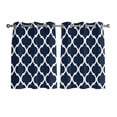 thumbnail image 1 of Navy Blue Morocco Pattern Kitchen Curtains Short 54 Inch Length, White Moroccan Geometric Art Grommet Top Bedroom Living Room Curtains, Light Filtering Cafe Curtain Drapes 2 Panels Set 84''x54'', 1 of 9
