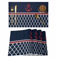 thumbnail image 1 of Navy Blue Morocco Placemats Set of 6, Red Ocean Nautical Anchor Stripe Placemats for Dining Table, Place Mats for Kitchen Tabletop, Waterproof Wipeable Dining Table Mats Set, 1 of 9
