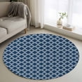 thumbnail image 1 of Navy Blue Morocco Round Area Rug 3Ft Washable Small Circle Rugs for Kitchen Entryway, Modern Abstract Classic Geometric Non-Slip Carpet Floor Mats Indoor Outdoor Carpet Runner Aesthetic Home Decor, 1 of 8