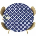 thumbnail image 1 of Navy Blue Morocco Round Tablecloth 55-60 Inch Round Fitted Table Cloth with Elastic Edge, Modern Farmhouse Geometric Textured Waterproof Table Cover Protector for Outdoor Picnic Party Dining, 1 of 6