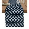 thumbnail image 1 of Navy Blue Morocco Short Table Runners 36 Inches, Cotton Linen Fabric Table Runner Dresser Scarf, Farm Country Moroccan Geometric Plaid Tablerunner for Party/Kitchen/Dinner/Wedding Decor 13''x36'', 1 of 7
