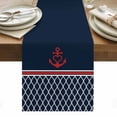 thumbnail image 1 of Navy Blue Morocco Table Runner - 70 Inch Long, Kitchen Dining Table Runner Dresser Scarves, Red Ocean Nautical Anchor Stripe Farmhouse Decor for Coffee Tables Wedding Party Banquet, 1 of 8