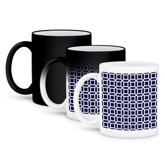 Navy Blue Mosaic Tile Pattern, 11oz Magic Transforming Mug